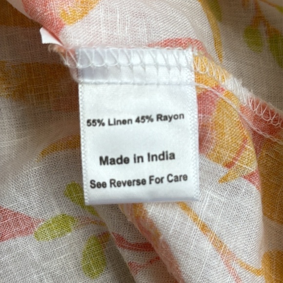 CORAL BAY Womens Leaf Print Convertible Sleeve Linen Blend Button Up Shirt Sz XL - Picture 3 of 8